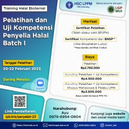 Pelatihan dan Uji Kompetensi Penyelia Halal Batch 1 Tahun 2023